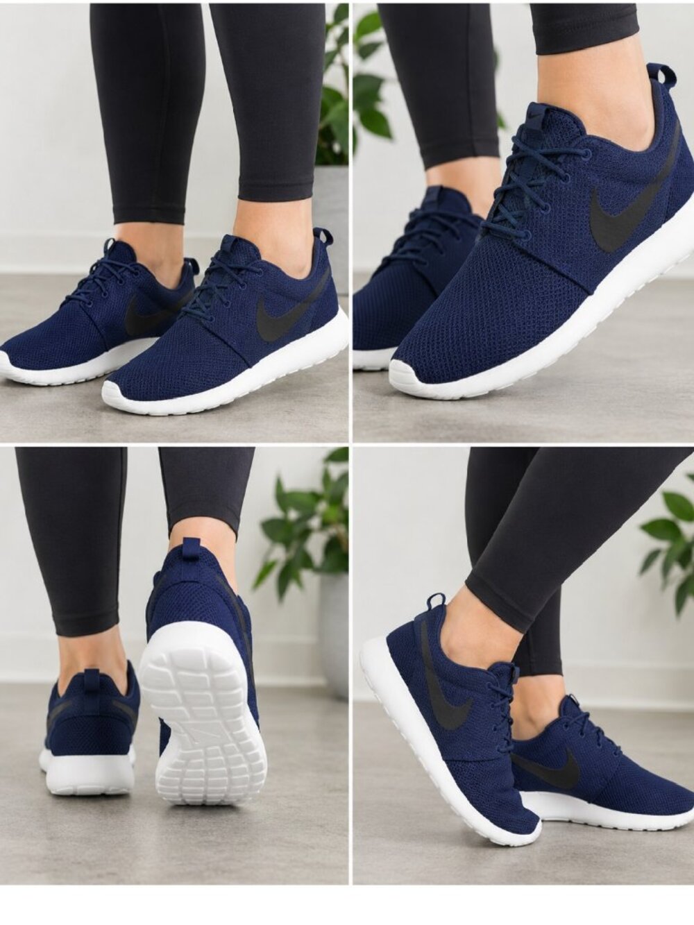 Nike Roshe One Navy Blue Black White Sneakers  Size 7 Lightweight Running Shoes